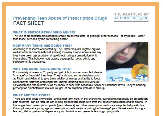 Preventing Teen Abuse of Prescription Drugs Fact Sheet 2draft - Cephalon sponsored