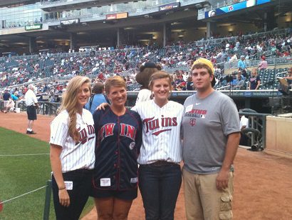 Patty Sterner (in navy blue) with her kids at Target Field