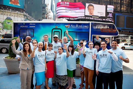 All Rise America! and the Brooklyn, NY Treatment Court celebrate in Times Square.