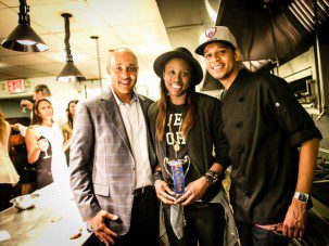 NBA Legend John Starks, New York Liberty guard/forward Essence Carson and VIP Chef Roblé at the All-Star Tasting
