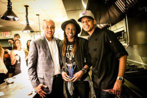 NBA Legend John Starks, New York Liberty guard/forward Essence Carson and VIP Chef Roblé at the All-Star Tasting