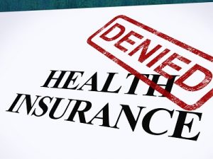 Health Insurance Denied Form Shows Unsuccessful Medical Application